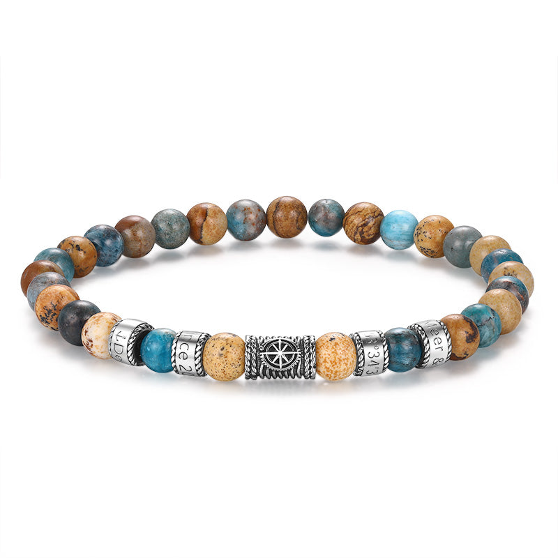 Armband Cala Mendia Edelstahl, Picture Jasper & Apatit