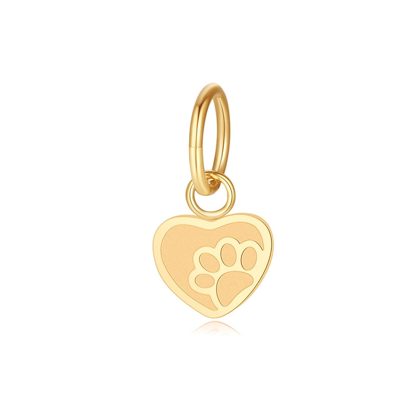Charm & Clip Herz Pfote aus Edelstahl für Armband & Kette (Click-it)