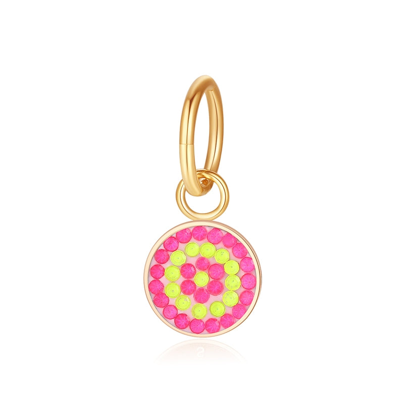 Charm & Clip Bling Bling (neongelb-pink) aus Edelstahl für Armband & Kette (Click-it)