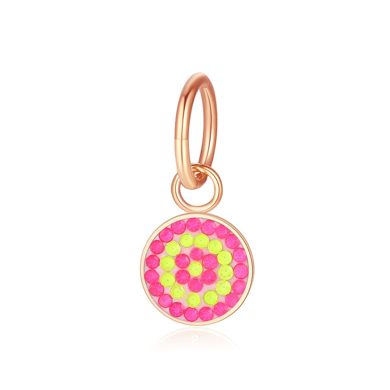 Charm & Clip Bling Bling (neongelb-pink) aus Edelstahl für Armband & Kette (Click-it)
