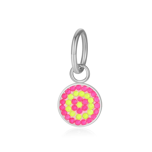 Charm & Clip Bling Bling (neongelb-pink) aus Edelstahl für Armband & Kette (Click-it)