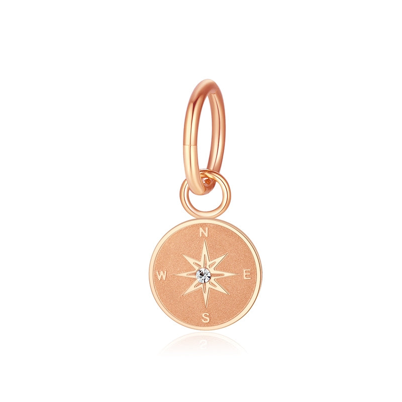 Charm & Clip Kompass (mit Stein) aus Edelstahl für Armband & Kette (Click-it)