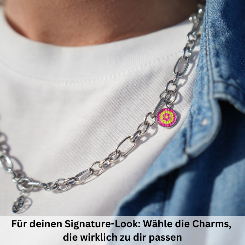 Charm & Clip Bling Bling (neongelb-pink) aus Edelstahl für Armband & Kette (Click-it)