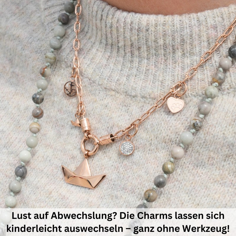Charm & Clip Bling Bling (weiß) aus Edelstahl für Armband & Kette (Click-it)