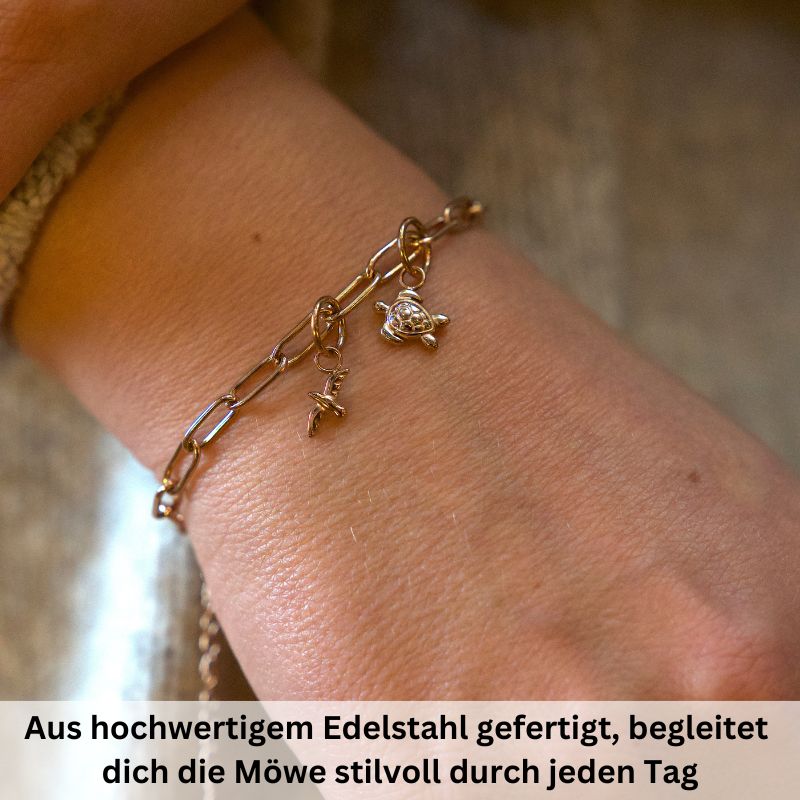 Charm & Clip Möwe aus Edelstahl für Armband & Kette (Click-it)