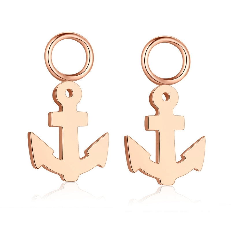Charm für Ohrringe (Creolen) Anker groß aus Edelstahl (Paar)