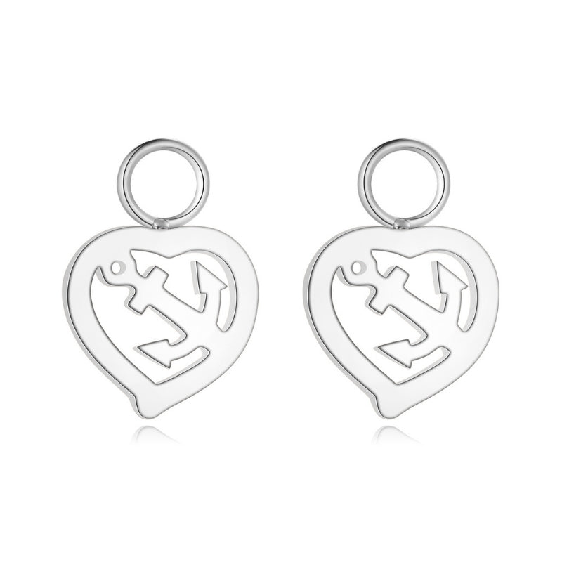 Charm für Ohrringe (Creolen) Ankerliebe aus Edelstahl (Paar)