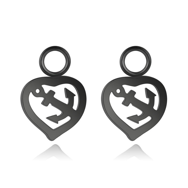 Charm für Ohrringe (Creolen) Ankerliebe aus Edelstahl (Paar)