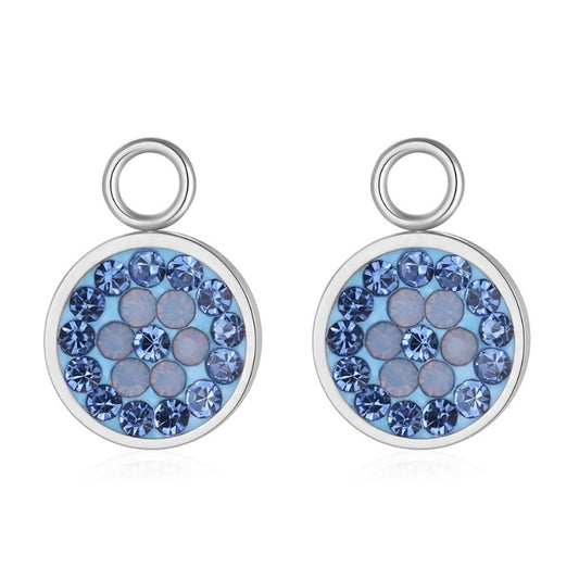 Charm für Ohrringe (Creolen) Bling Bling (blau) aus Edelstahl (Paar)