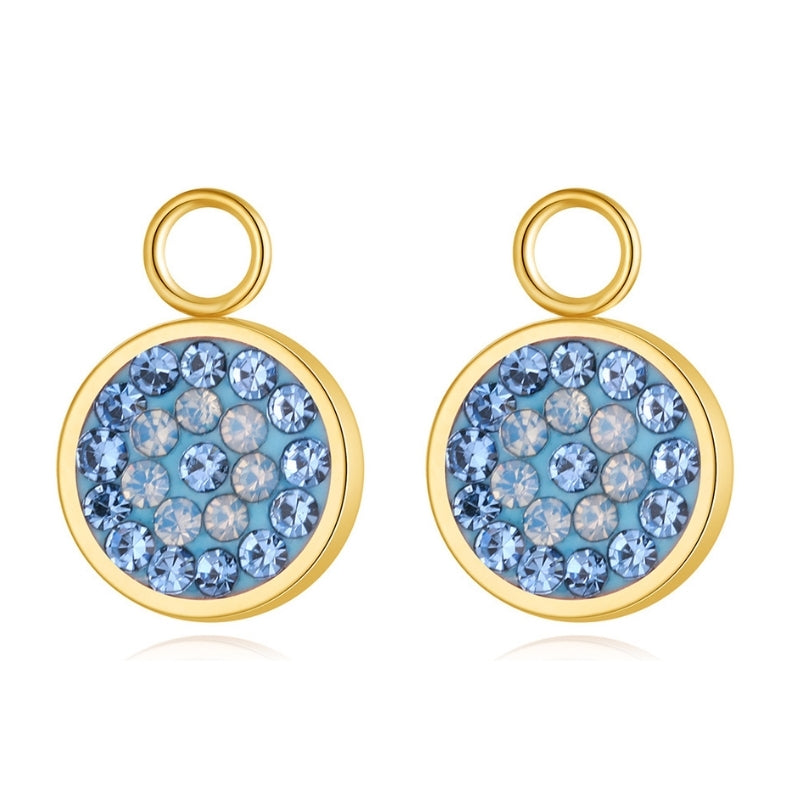 Charm für Ohrringe (Creolen) Bling Bling (blau) aus Edelstahl (Paar)