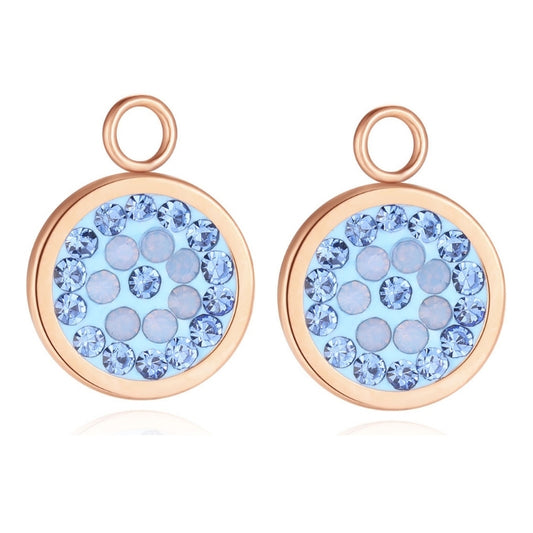 Charm für Ohrringe (Creolen) Bling Bling (blau) (groß) aus Edelstahl (Paar)