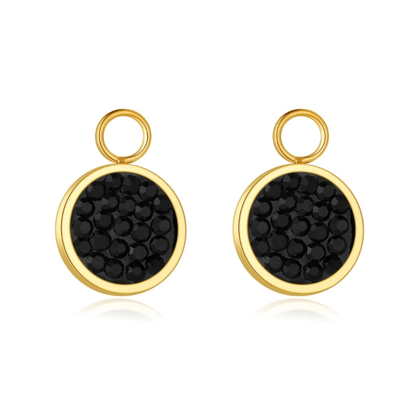 Charm für Ohrringe (Creolen) Bling Bling (schwarz) aus Edelstahl (Paar)