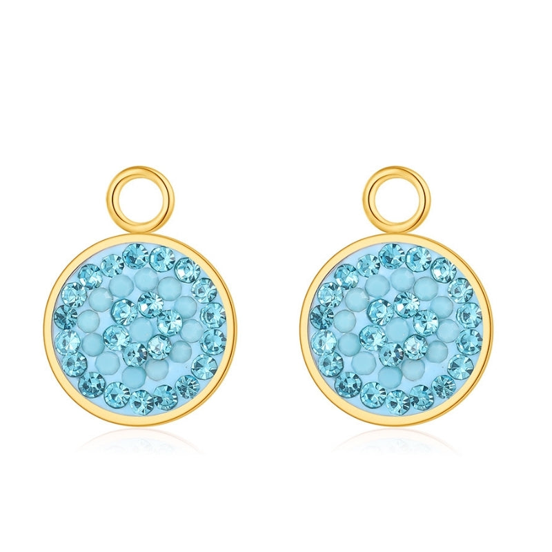 Charm für Ohrringe (Creolen) Bling Bling (türkis) (groß) aus Edelstahl (Paar)