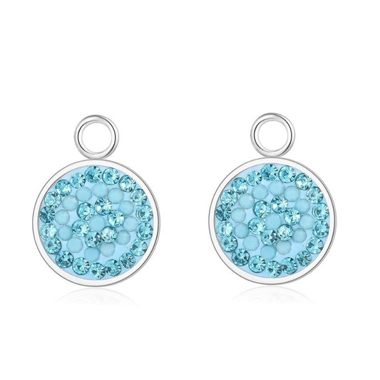 Charm für Ohrringe (Creolen) Bling Bling (türkis) (groß) aus Edelstahl (Paar)