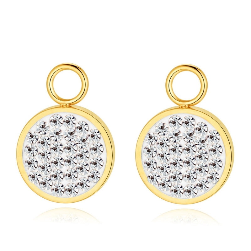 Charm für Ohrringe (Creolen) Bling Bling (weiss) aus Edelstahl (Paar)