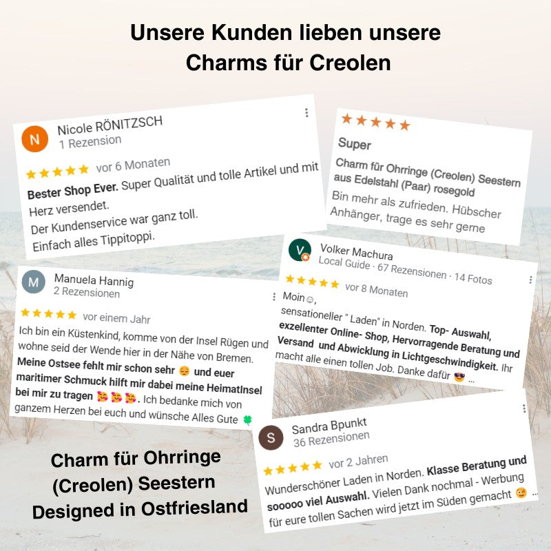 Charm für Ohrringe (Creolen) Seestern aus Edelstahl (Paar)