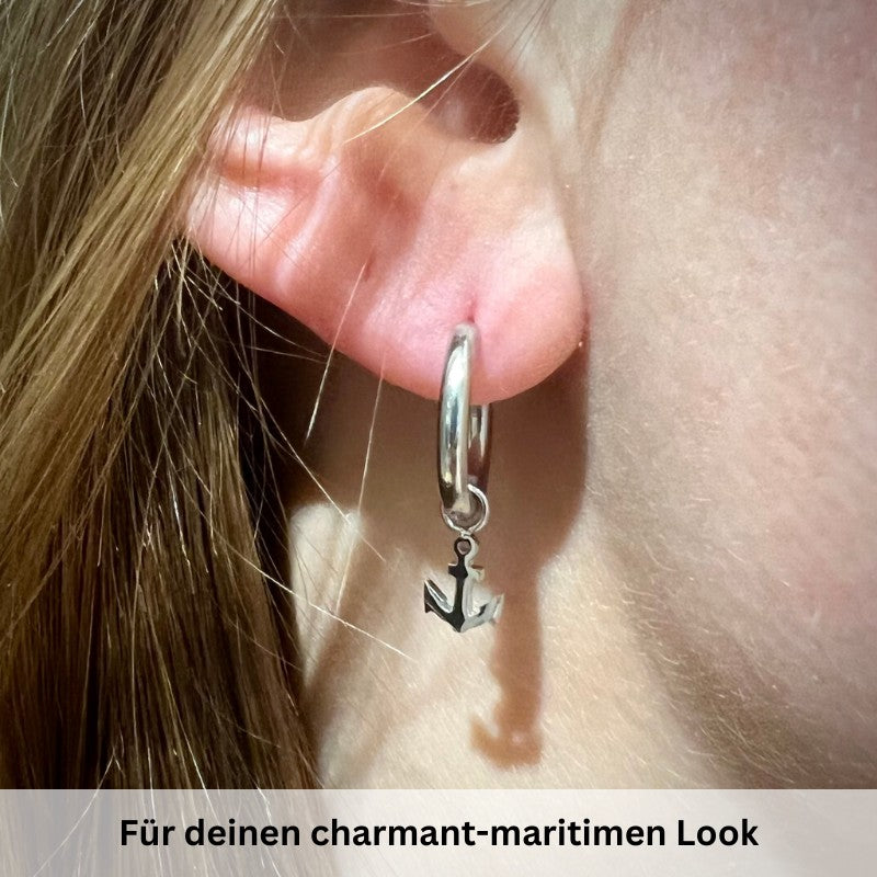 Charm für Ohrringe (Creolen) Anker aus Edelstahl (Paar)