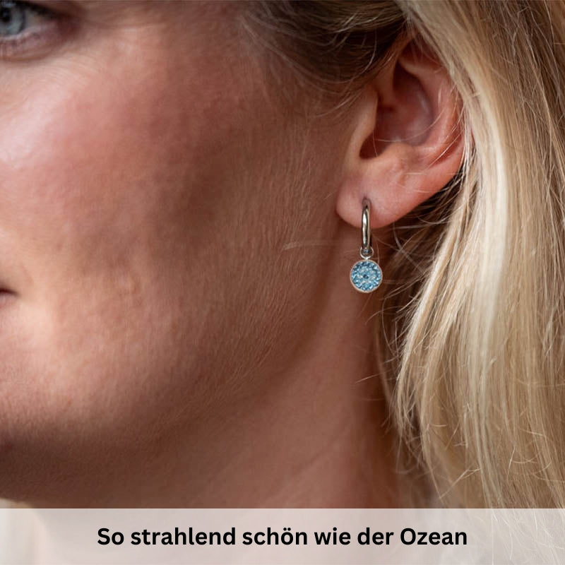 Charm für Ohrringe (Creolen) Bling Bling (blau) aus Edelstahl (Paar)