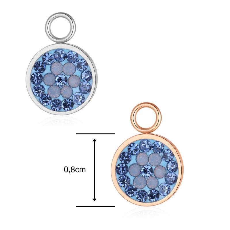 Charm für Ohrringe (Creolen) Bling Bling (blau) aus Edelstahl (Paar)