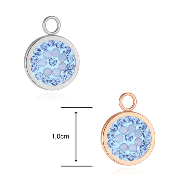 Charm für Ohrringe (Creolen) Bling Bling (blau) (groß) aus Edelstahl (Paar)
