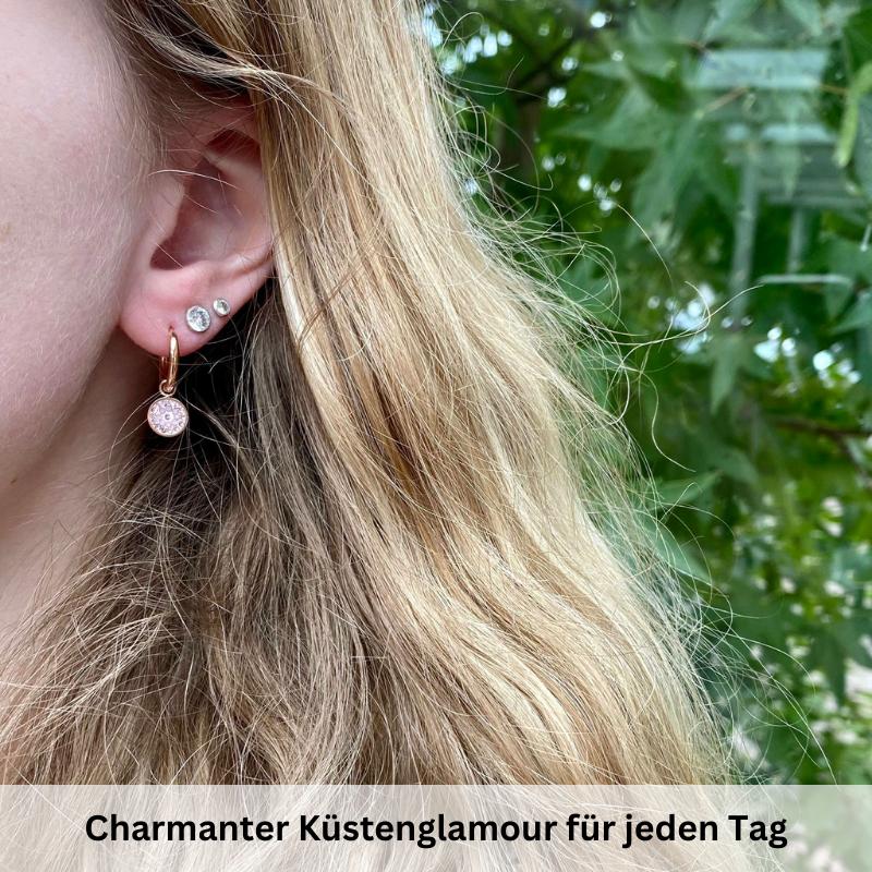 Charm für Ohrringe (Creolen) Bling Bling (rose) aus Edelstahl (Paar)