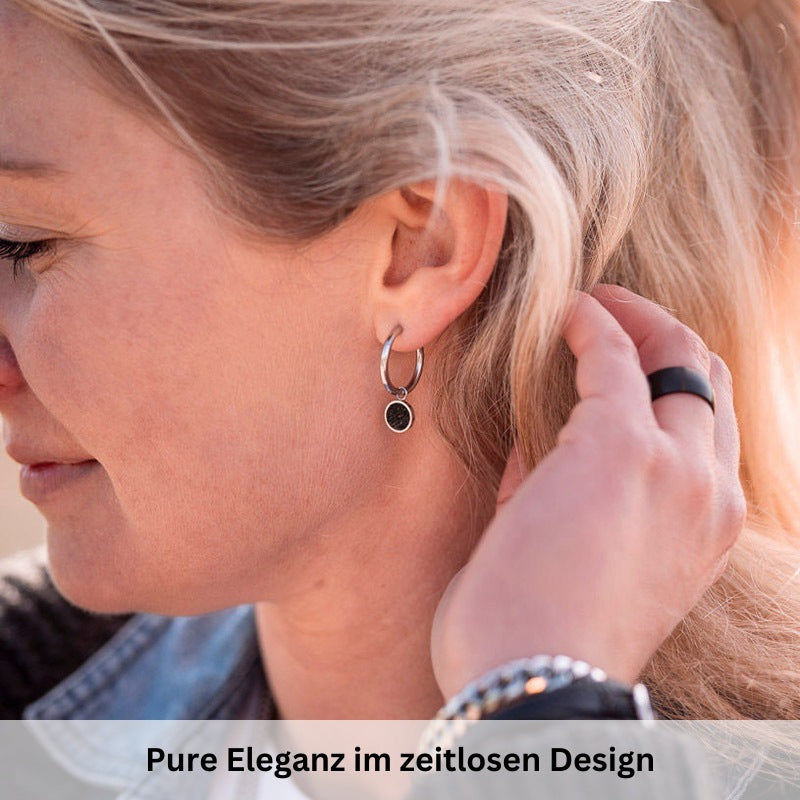 Charm für Ohrringe (Creolen) Bling Bling (schwarz) aus Edelstahl (Paar)