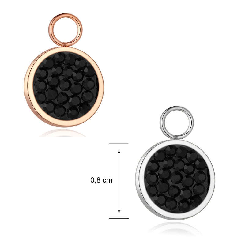 Charm für Ohrringe (Creolen) Bling Bling (schwarz) aus Edelstahl (Paar)