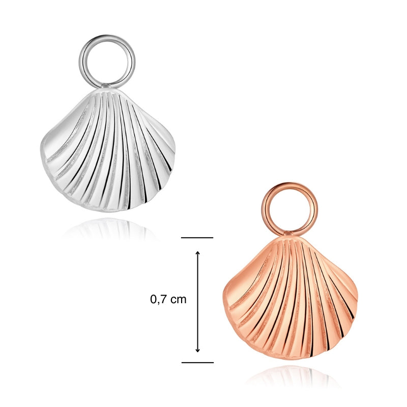 Charm für Ohrringe (Creolen) Muschel aus Edelstahl (Paar)