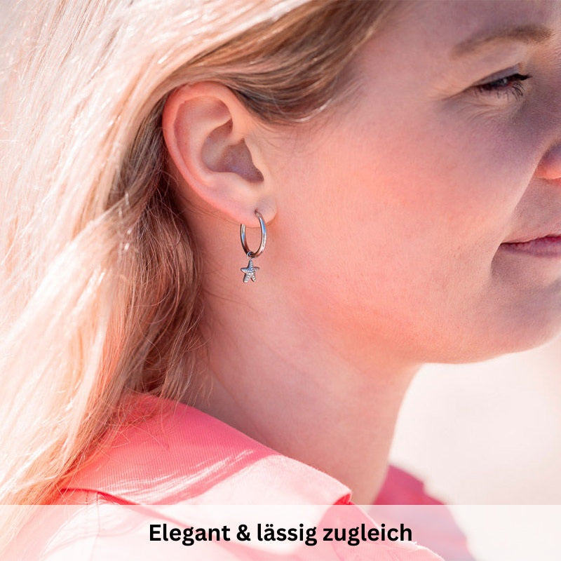 Charm für Ohrringe (Creolen) Seestern aus Edelstahl (Paar)