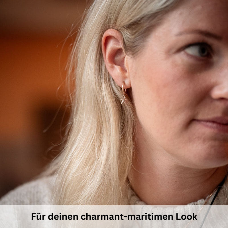 Charm für Ohrringe (Creolen) Seestern aus Edelstahl (Paar)