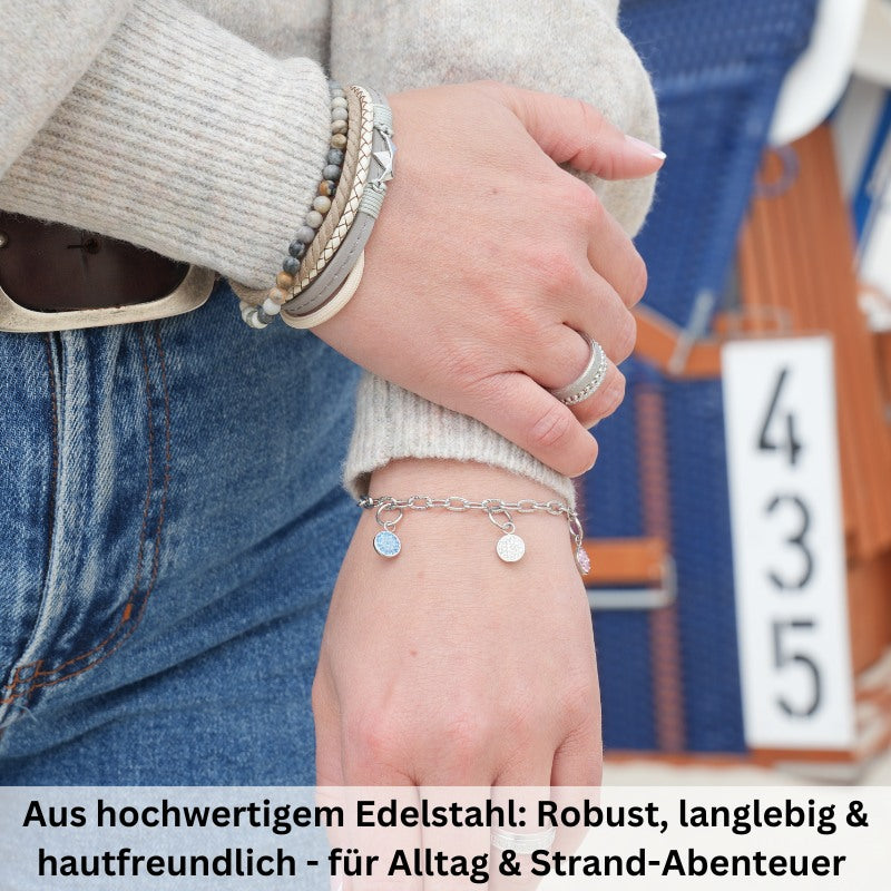 Charms Armband Küstenliebe aus Edelstahl (Click-it)