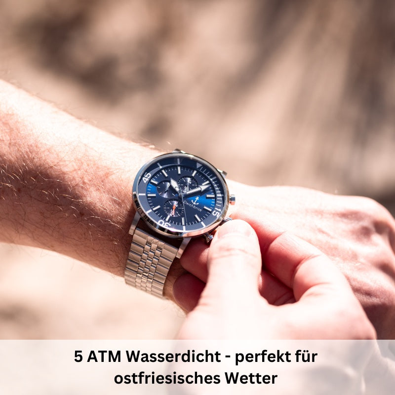 Chronograph Seegang (Herren) 45mm silber-blau