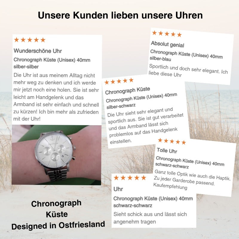 Chronograph Küste (Unisex) 40mm silber-schwarz