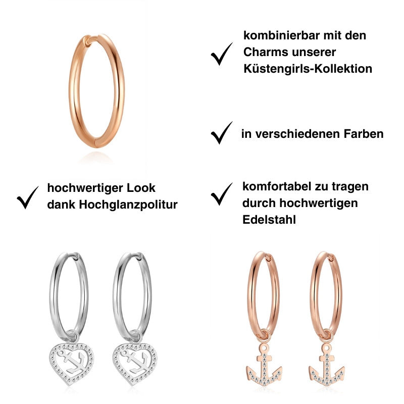 Creolen für Charm Anhänger (groß | 2,2cm) aus Edelstahl (Paar)