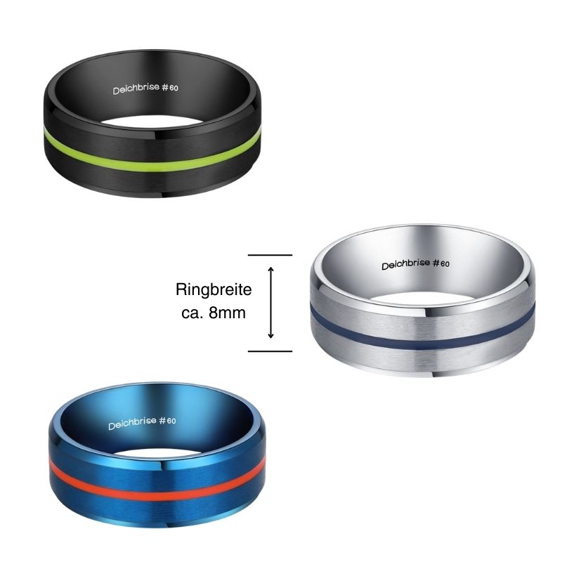 Unisex Ring zweifarbig (Amrum, Windstärke, Kitesurfer)