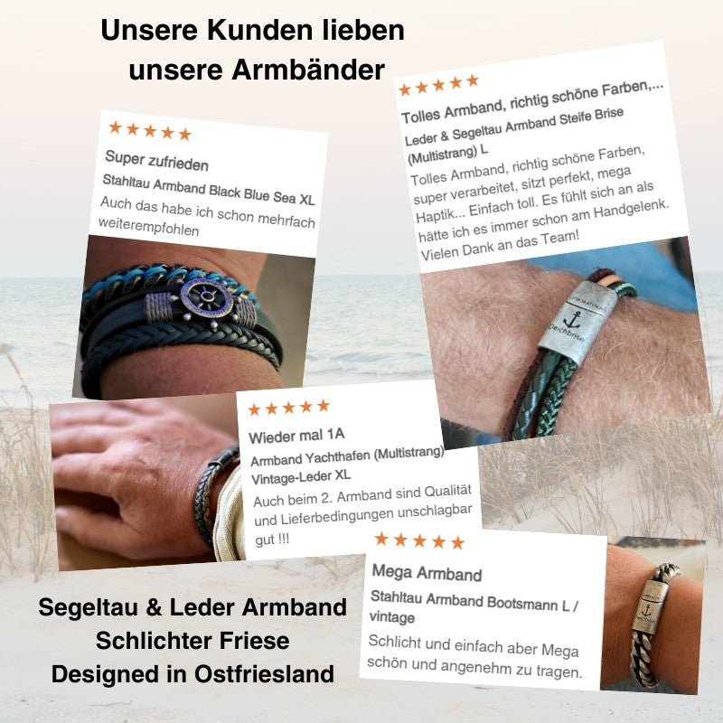 Leder & Segeltau Armband Schlichter Friese (doppelt) (Multistrang)