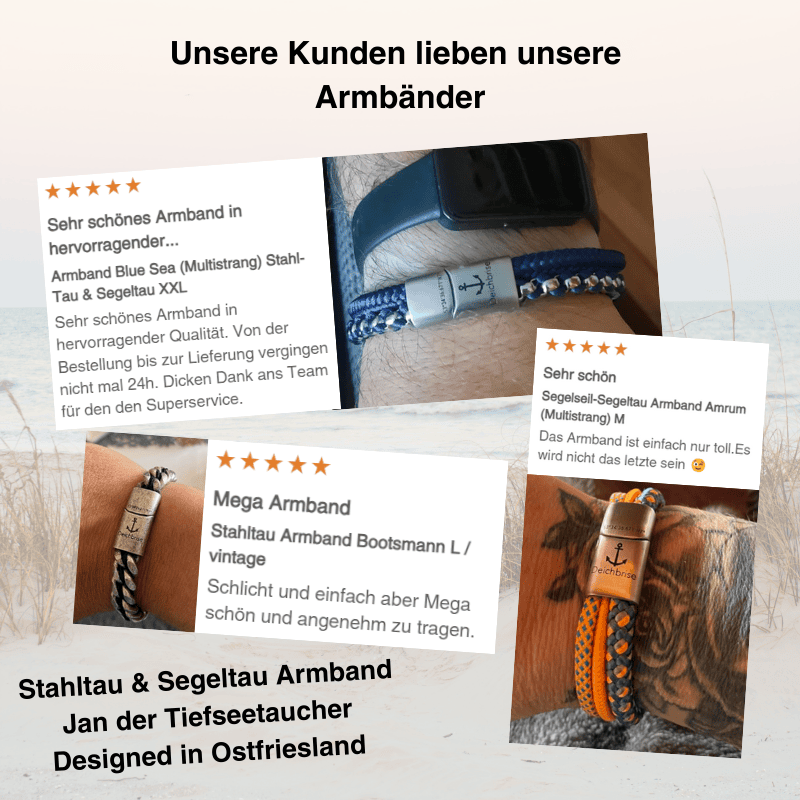 Armband Jan der Tiefseetaucher (Multistrang) Stahl-Tau & Segeltau