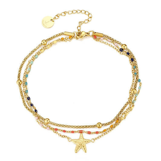 Fußkettchen aus Edelstahl Boho-Seestern