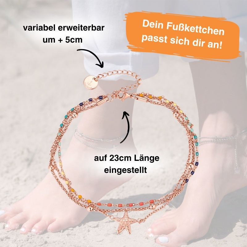 Fußkettchen aus Edelstahl Boho-Seestern