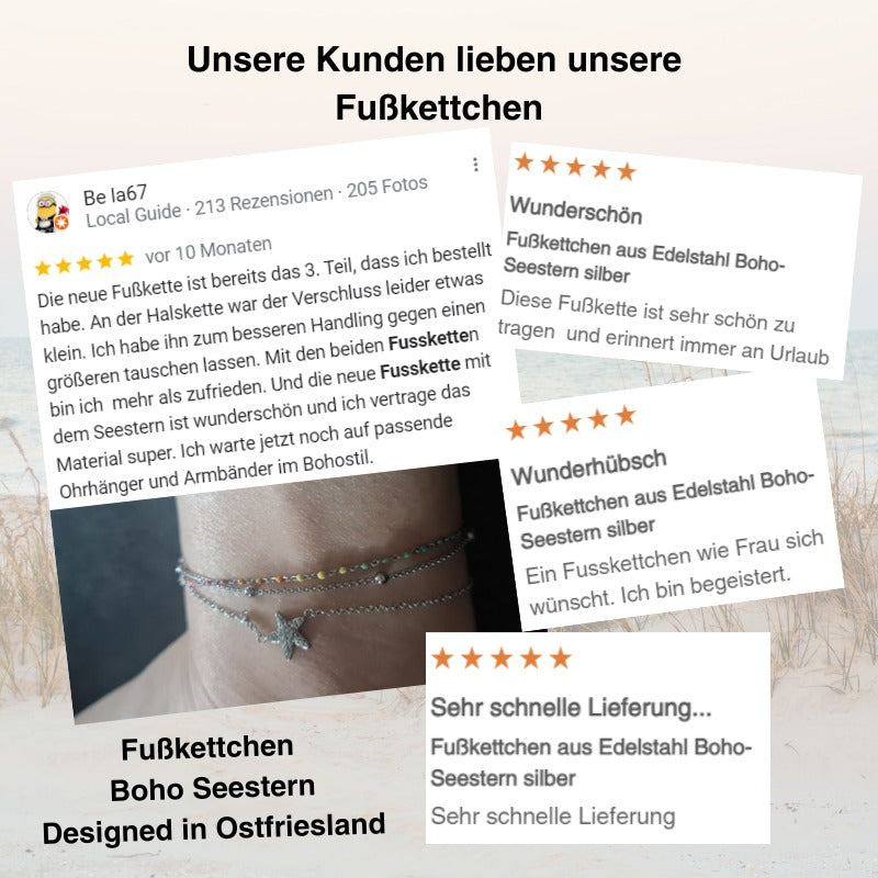 Fußkettchen aus Edelstahl Boho-Seestern