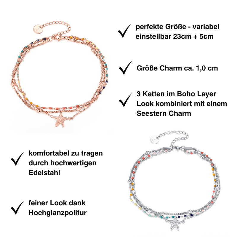 Fußkettchen aus Edelstahl Boho-Seestern