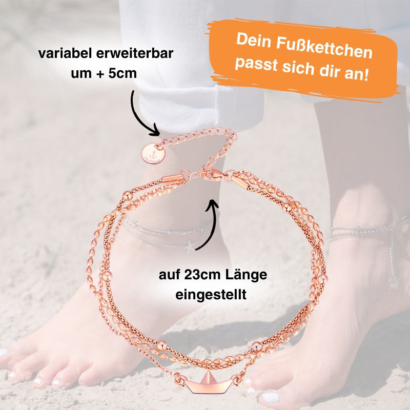 Fußkettchen aus Edelstahl Papierschiffchen