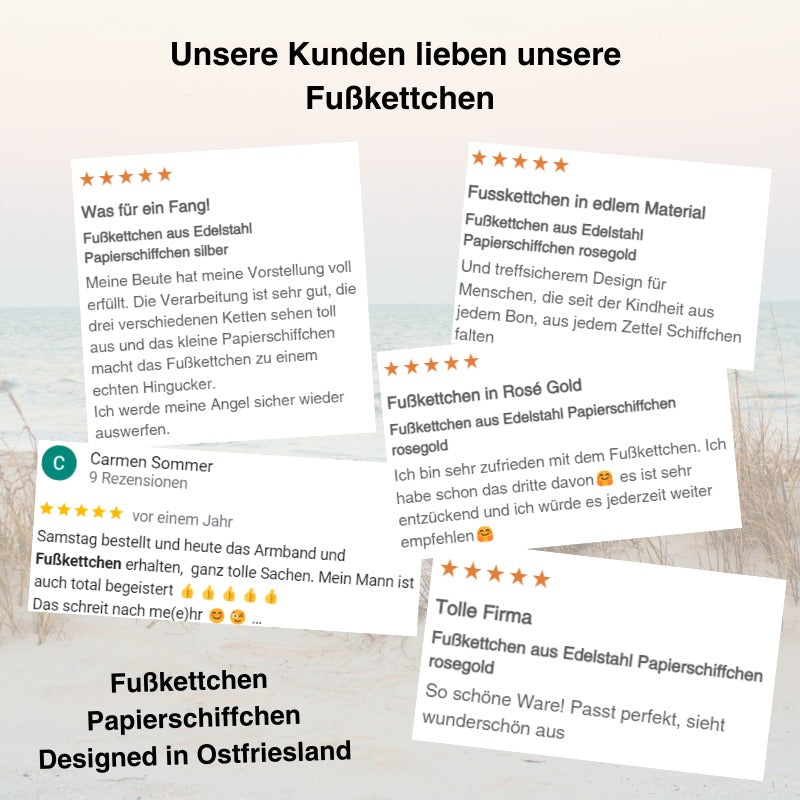 Fußkettchen aus Edelstahl Papierschiffchen