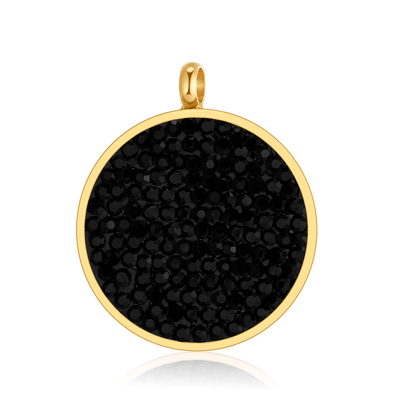 Kettenanhänger Bling Bling (schwarz) aus Edelstahl mit Steinen