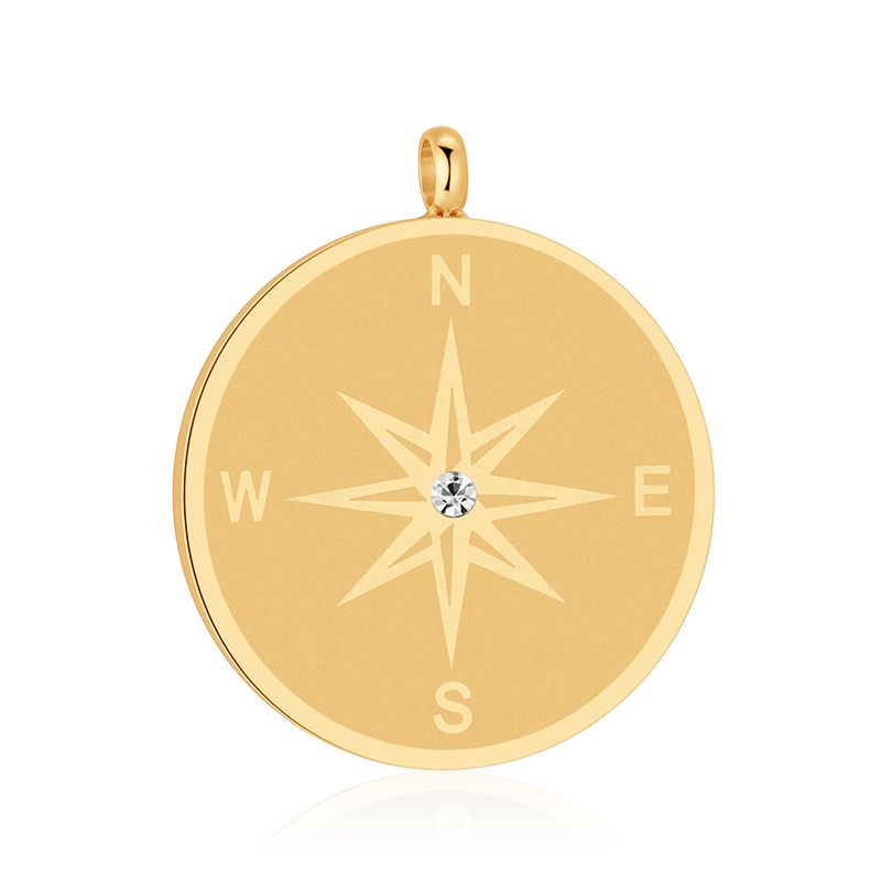 Kettenanhänger Kompass (groß) aus Edelstahl mit Stein