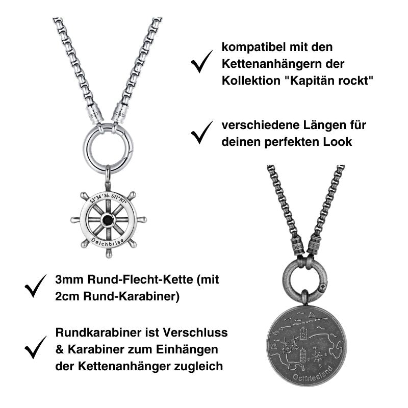 Kette Matrose 3mm (mit Rund-Karabiner) aus Edelstahl