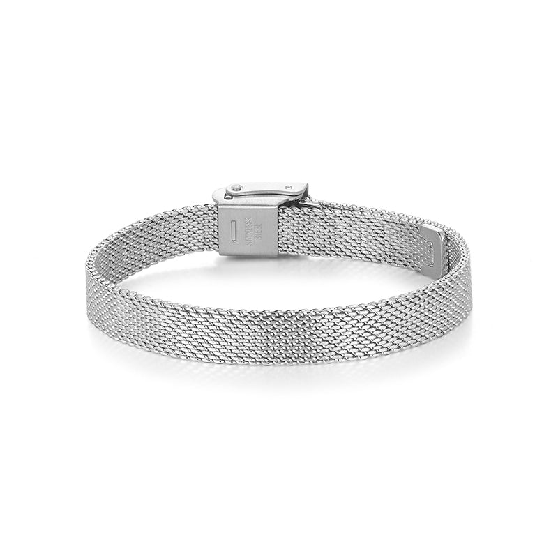 Schmales Mesh-Armband in Silber mit flacher Schließe