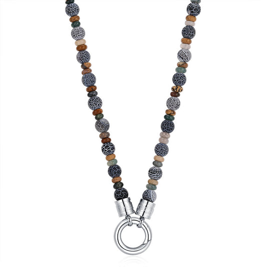 Kette DĂĽnenschlick (6mm) Picture Jasper, Weathered Stone & India Onyx (mit Rund-Karabiner)