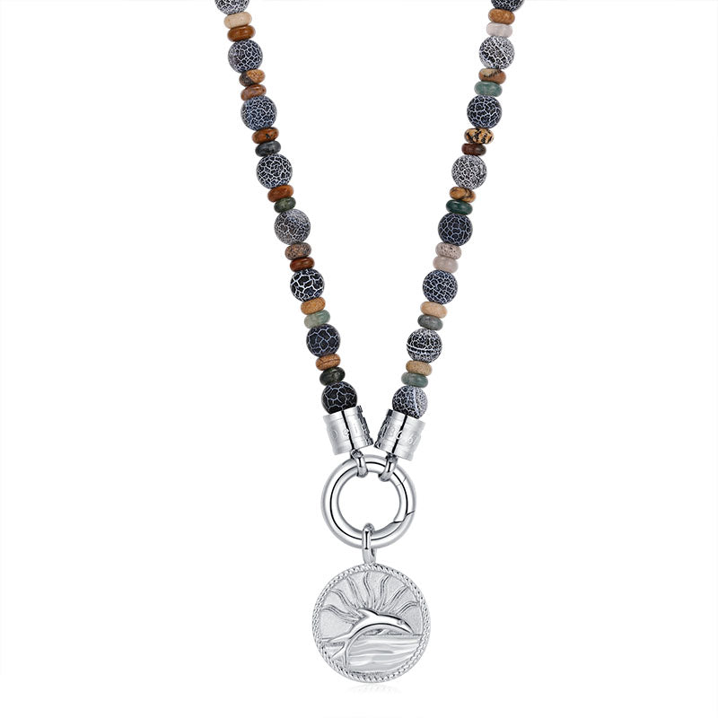 Kette Dünenschlick (6mm) Picture Jasper, Weathered Stone & India Onyx (mit Rund-Karabiner)