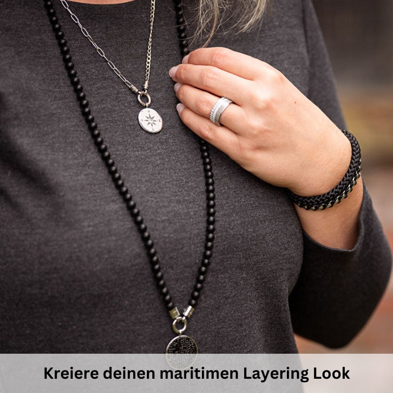 Kette Onyx 6mm (mit Rund-Karabiner) aus Edelstahl